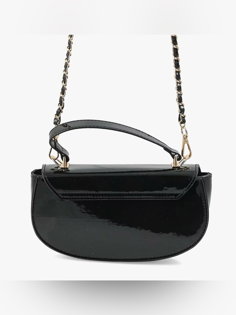 Valentino Orlandi Black Top Handle Patent Vegan Leather Crossbody Bag - Picture 4 of 8